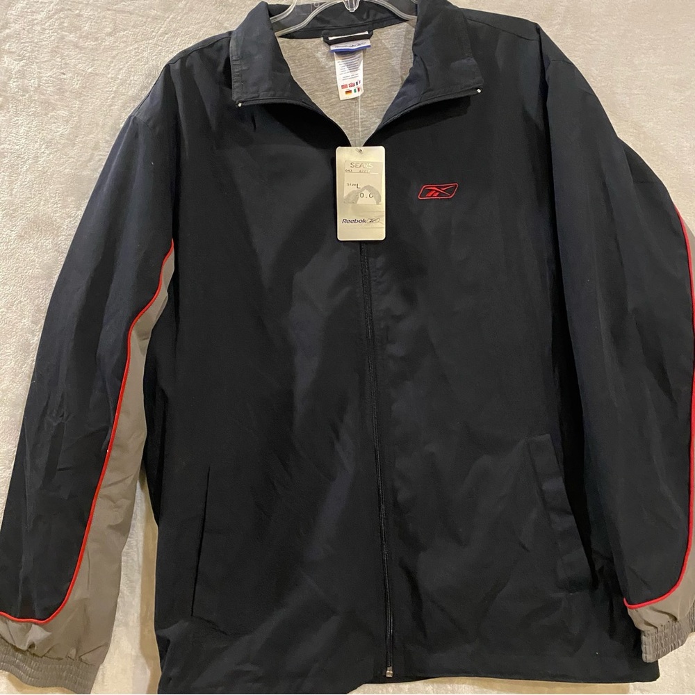 Reebok Jacket Men’s Large Black Lined Full Zip New